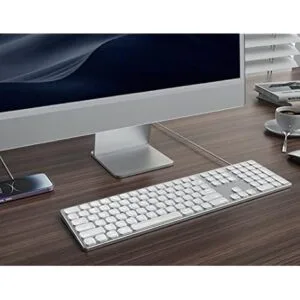 All-Aluminum Backlit Keyboard for Mac OS -Plug and Play, Chic and Sleek Wired USB Keyboard with Numeric Keypad for iMac/Mac Mini or MacBook(Keyboard Riser Included)-White - Image 2